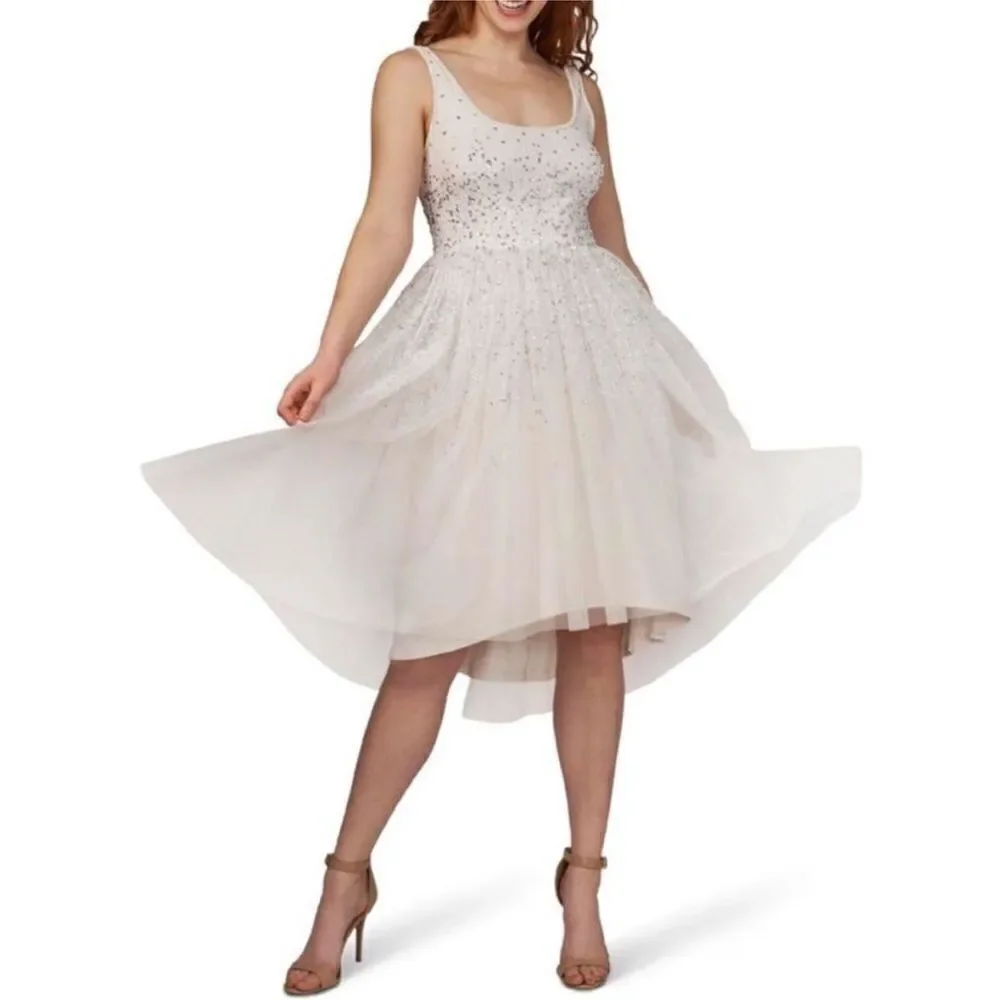Adrianna Papell NWT Womens Ivory Embellished Maxi Cocktail and Party Dress